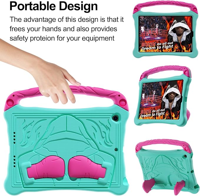 Dteck for iPad Air 3rd Gen (2019) / iPad Pro (2017) Case 10.5 Shockproof Protective Case with Kickstand Hard Plastic Shell 3-Layer Protection Drop Proof Sturdy Rugged Tablet Cover (Aqua+Rose)