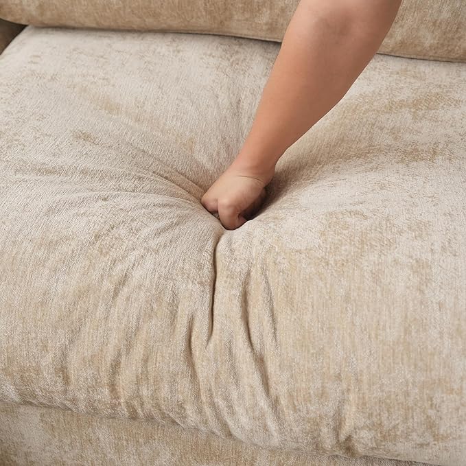 JACH U Shape Sectional Couches for Living Room, Modular Sofa with Chaise Ottomans, Cloud Sectional Couch, Sofa Covers Washable, Minimalist Couch for Living Room, Apartment, Khaki