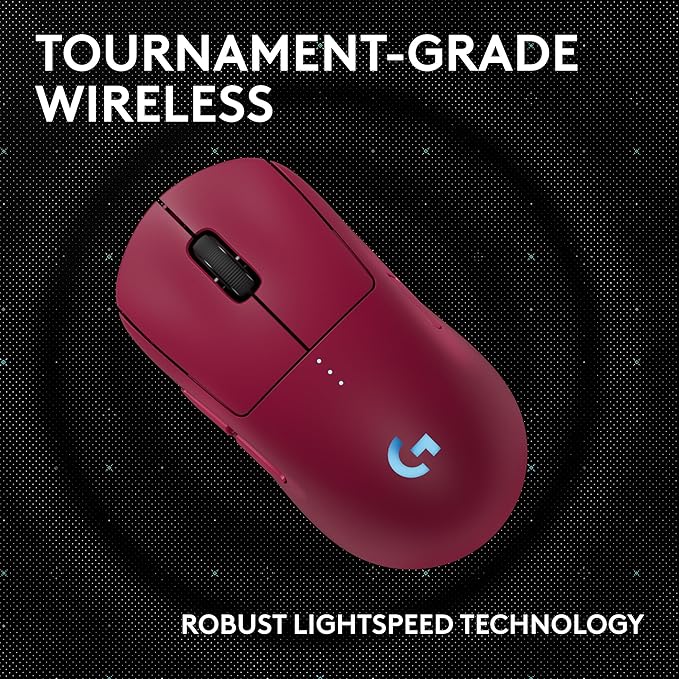 Logitech G PRO 2 Lightspeed Wireless Gaming Mouse, Right- or Left-Handed Mouse with up to 4 Customizable and Switchable Magnetic Side Buttons, 44K DPI Sensor, USB-C Charging, for PC/Mac - Magenta