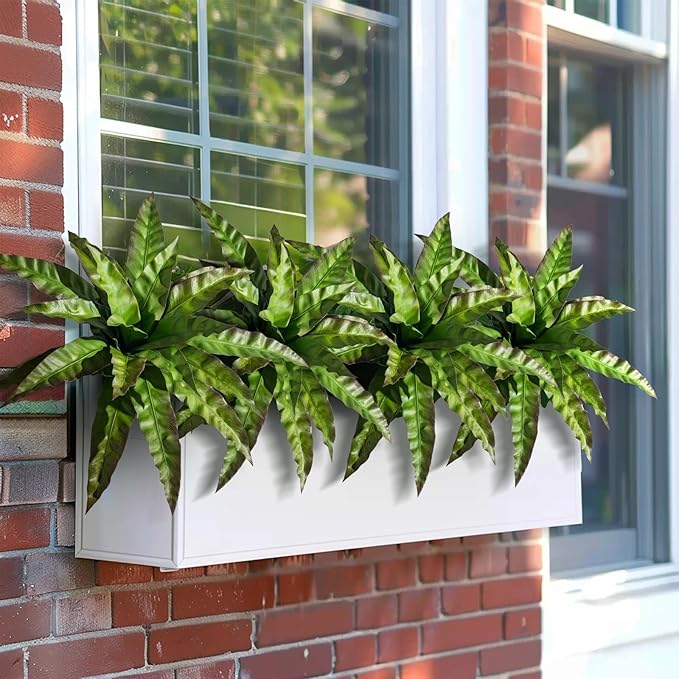 4 Pcs Artificial Greenery Stems Fake Bird Nest Fern Faux Branches Artificial Plants Realistic Fake Dracaena Realistic Plants for Indoor Outdoor Porch Patio Home Office Living Room Decor (Brown Green)