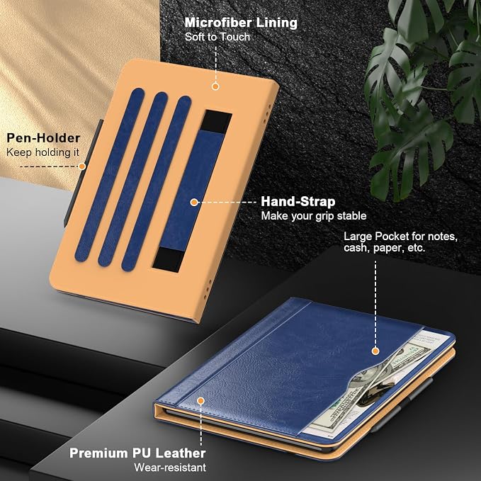 ZoneFoker for 10 Tablet Case (13th/11th Generation 2023/2021 Released) PU Leather Folio Cover with Multi-Angle Stand/Pen Holder Auto Wake/Sleep for 10/10 Plus Black+Black