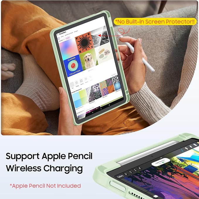 Fintie Shockproof Case for iPad Air 11-inch &amp iPad Air 5th/4th Gen 10.9 in | Slim Frosted Hard Back Cover Multi-Angle Viewing Built-in Kickstand &amp Pencil Holder Anti-Scratch Black