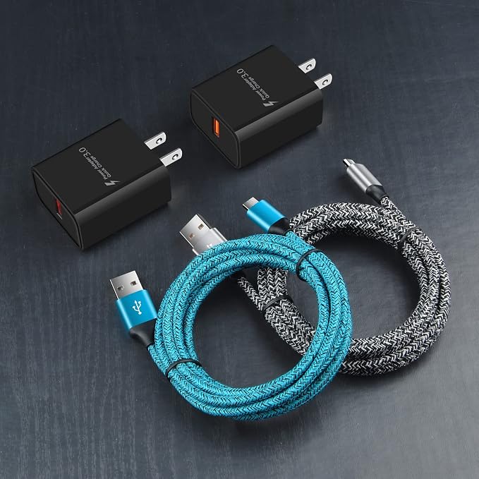 Android Phone Fast ChargerQuick3.0 USB Fast Wall Charger Plug Micro USB Cable 6FT Compatible for Samsung Galaxy J3 J5 J7 J8 S7 S6 A10 A02 A6 A01 LG Stylo 2 3 Plus Moto G/X/E E4 E5 E6s E7 G5 Plus