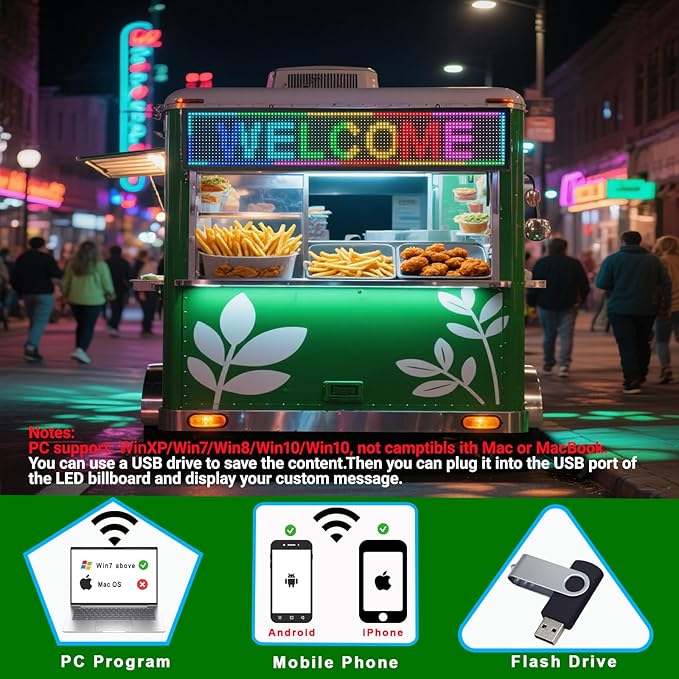 P10 Srolling LED Sign Programmable Outdoor IP65 Waterproof Led Signs, WiFi Control High Brightness Digital LED Sign Dispaly for Business Advertising, Store, Restaurant, Commercial 39”x8”