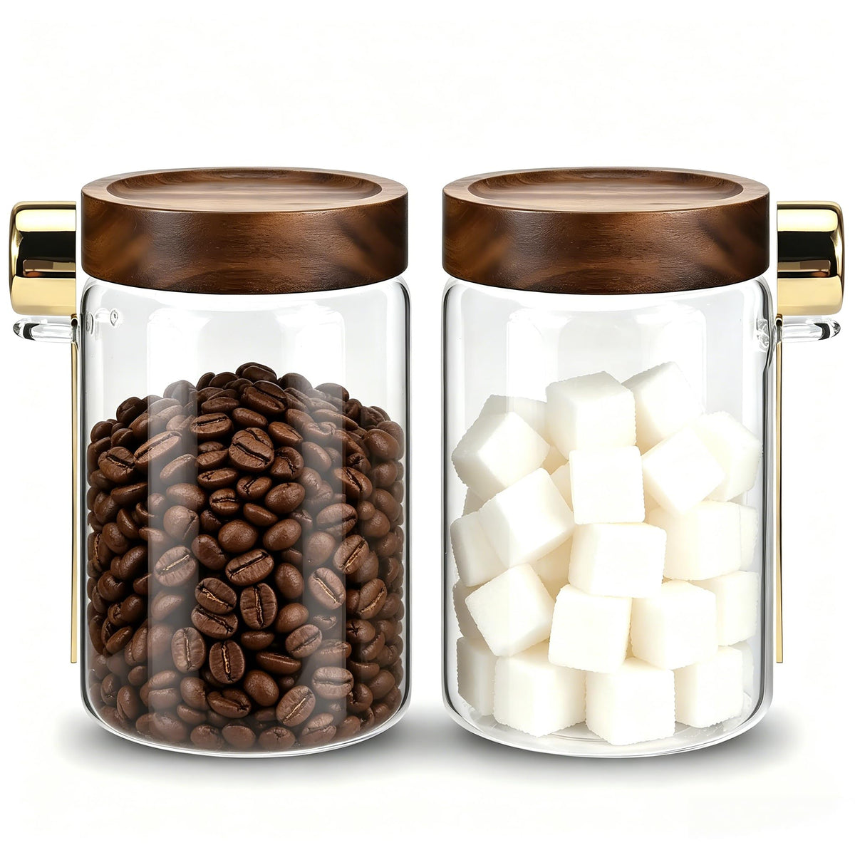 Foyofly Glass Coffee Storage Jar with Lids Spoon Kitchen Borosilicate Glass Food Canister Containers for Sugar Ground Flours Coffee Beans Nut Pasta Spice Rice Loose Tea