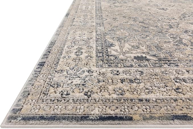 Loloi Teagan Collection TEA-04 Sky/Natural 2'-8" x 10'-6" Runner Rug, Large, Soft Neutral Rug, High-Traffic for Living Room, Bedroom, Home Office, Dining Area