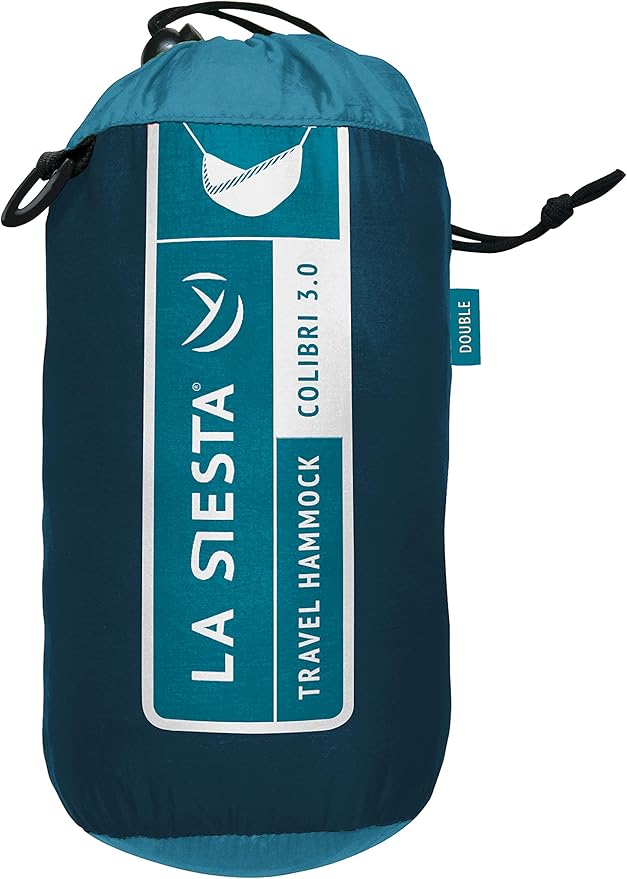 LA SIESTA Colibri 3.0 Outdoor Hammock & Tree Straps - Camping for Outside, Hiking, Travel, Backpacking - Portable, Breathable Nylon Tree Hammock for 2 Person - Double, River