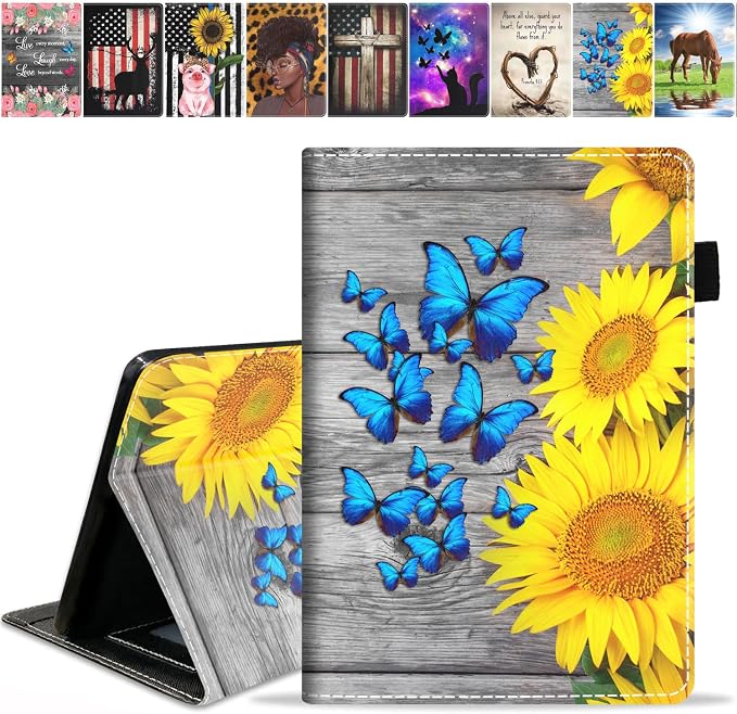 Case for All-New Amazon Kindle Fire 7 Tablet (7 Display 12th Generation 2022 Release) Premium PU Leather Stand Cover with Smart Auto Wake American Flag and Cross