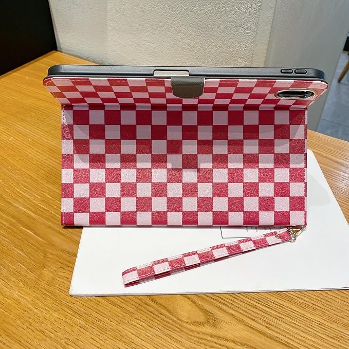 Checkered Case for iPad (A16) 11th Generation 11 Inch (2025) iPad 10th Generation 10.9 Inch (2022) with Pencil Holder (Black)