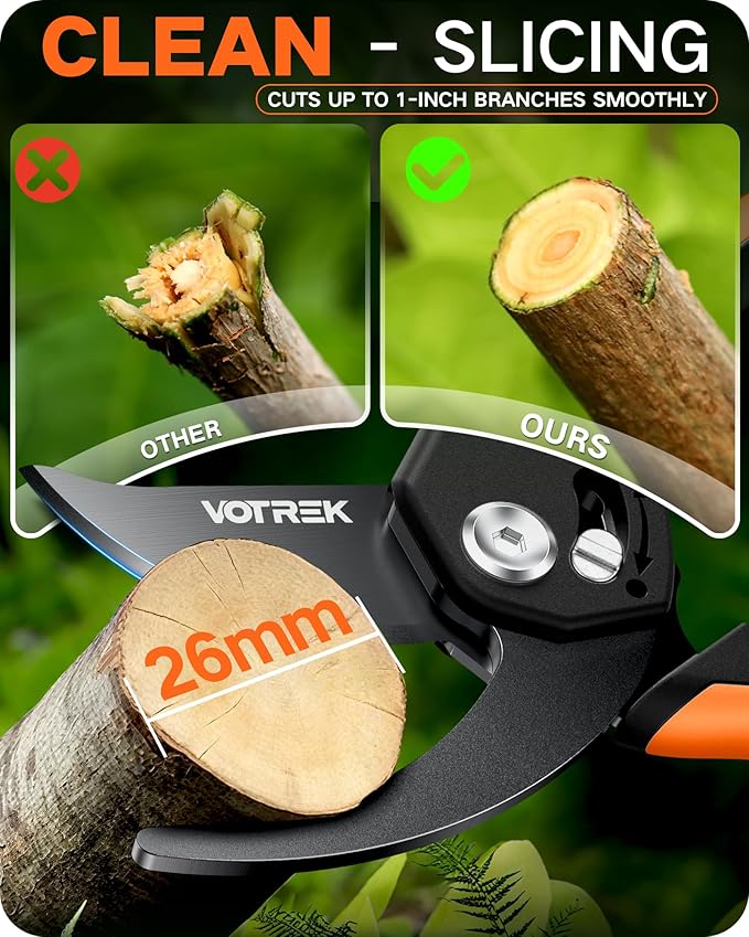 8.5" Pruning Shears for Gardening, 【Unique Stepless Handle Opening】Professional Bypass Garden Clipper, Heavy Duty Plant Pruners for Branch 【SK5 Steel Blades】【Built-in Spring】【All Hand Sizes】