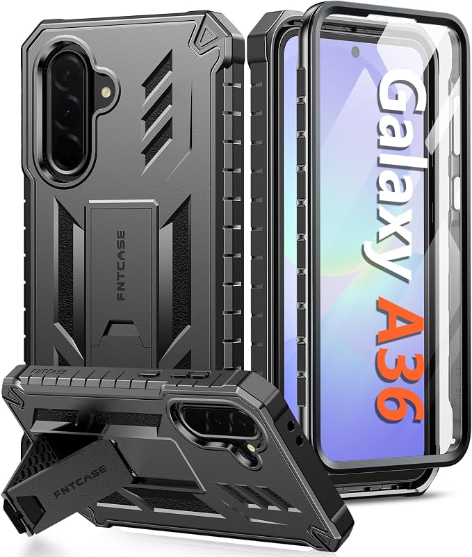 FNTCASE for 11 Pro XL Case Rugged Kickstand 2 Front Frames Black | Built-in Screen Protector 20FT Military-Grade Drop Protection Rugged Heavy Duty Shockproof Full Body Protective Cover