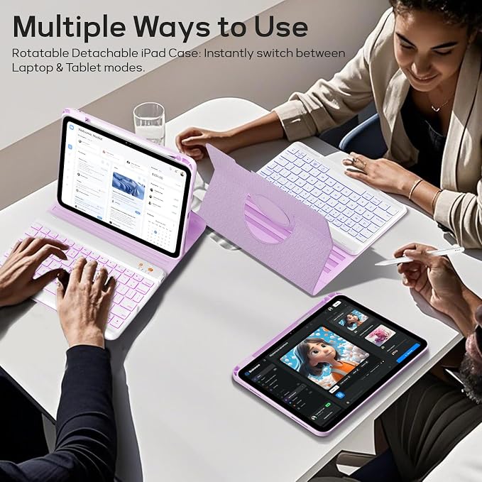 BLUTLOTUS Keyboard case for iPad 9th/8th/7th Generation 10.2 Inch - Backlit Wireless Detachable Folio Keyboard Cover with Pencil Holder for iPad 9th/8th/7th Gen Air 3rd Generation 10.5 Inch
