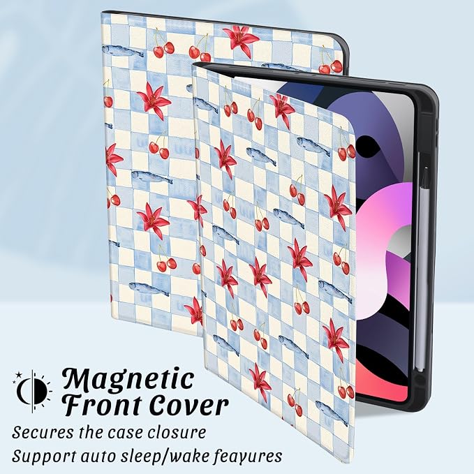 Cute Maple Bear Case for 10.2 iPad 2019/2020/2021(7th/8th/9th Gen) with Pencil Holder Auto Wake/Sleep Leather Soft TPU Back Cover for Women Girls