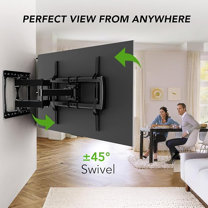 Full Motion TV Wall Mount Bracket for Most 32-85 inch TVs,TV Mount with Dual Articulating Arms,Tilt/Swivel/Extension/Leveling,Fits 8” 12” 16" Studs,Max VESA 600x400mm, Holds up to 132lbs