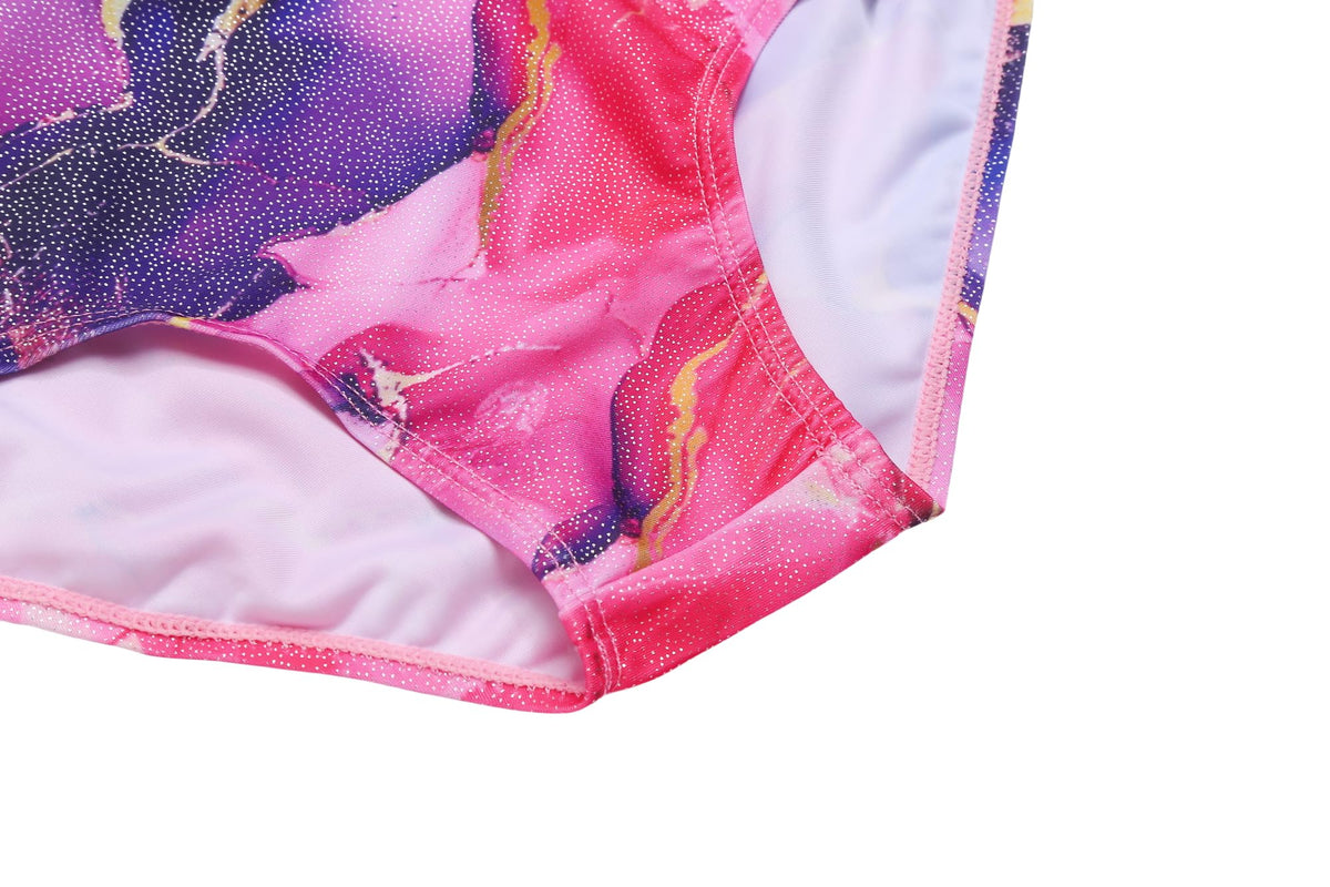Zaclotre Girls Gymnastics Leotards Clasp Back Leotard with Tumbling Shorts
