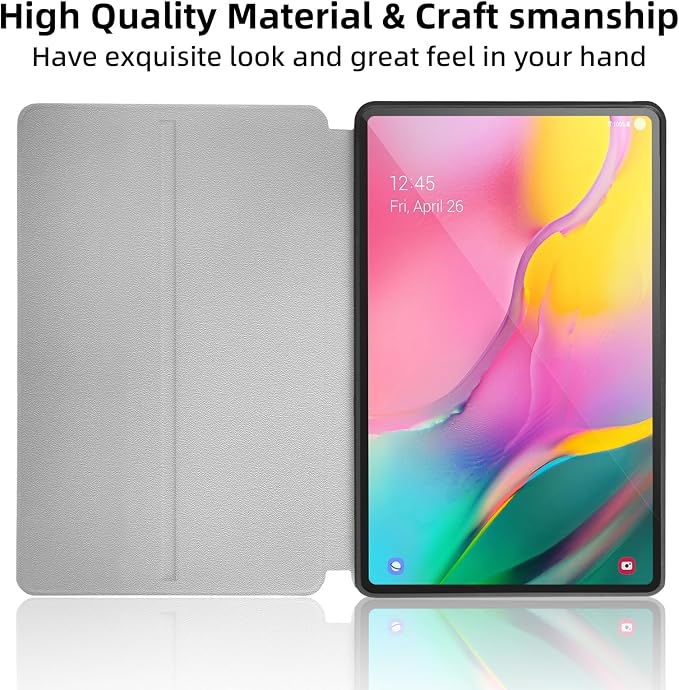 Case for Samsung Galaxy Tab A 10.1 Case 2019 Only Fit (SM-T510/ SM-T515/ SM-T517 Case) Premium PU Leather Cover Shockproof Protective Cover Folding Stand Case Black Flowers