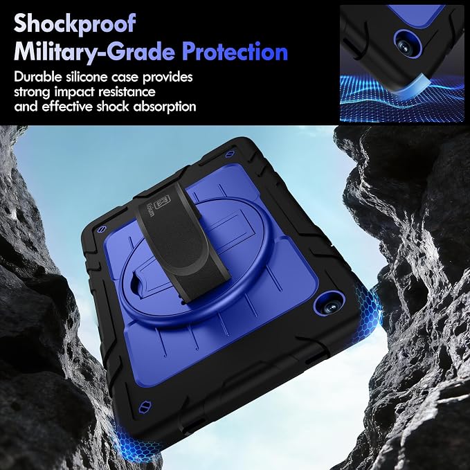 Case for Galaxy Tab A11 Plus 11 Inch 2025 and Galaxy Tab A9 Plus 11 Inch 2023 Heavy Duty Shockproof Rugged Protective Case with 360 Rotating Stand Kickstand Hand Strap and Shoulder Strap