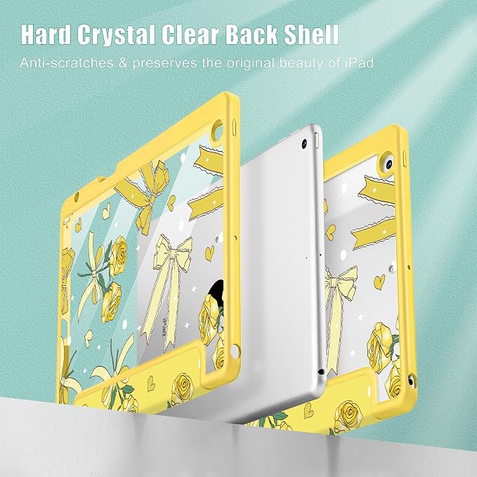 Tuiklol for iPad 10.2 inch 9th / 8th / 7th Gen 2021 2020 2019 Release Case | Built in Pencil Holder - TPU Protection Trifold Stand Stand Clear Back Tablet Cover With Auto Wake/Sleep Blue berries