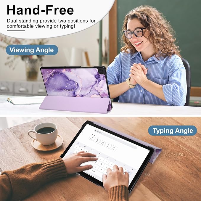 Caweet Case for Samsung Galaxy Tab A9+ / A9 Plus 11 Inch 2023 Ultra Slim Lightweight Hard Back Shell Tri-Fold Stand Cover with Atuo Sleep/Wake Almond Blossom