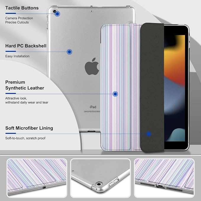 Compatible with iPad 10.2 Inch Case 2021 2020 2019 Smart Lightweight Trifold Stand Hard Plastic Transparent Cover Support Auto Sleep/Wake for iPad 10.2 9th/8th/7th Gen - Bear &amp Cherry