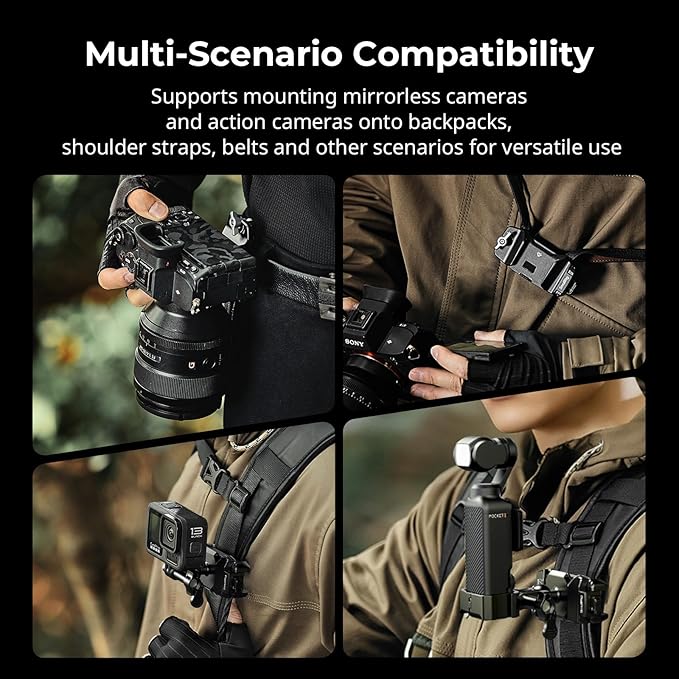 SMALLRIG Universal Three-in-One Camera Clip Kit, Quick Release System, Backpack Clamp for Mirrorless/DSLR, for Action Cameras, for DJI Pocket 3, Backpack Strap Clip Kit for Arca-Swiss - 5655
