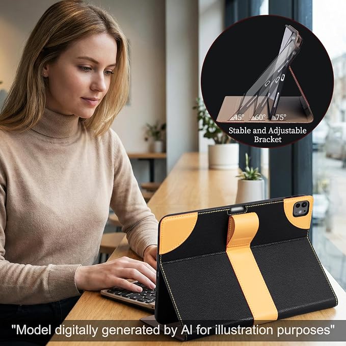 Case for iPad mini 7 (A17) ProiPad mini 7th/6th Gen (2024/2021) | Microfiber Leather Folio Cover with Adjustable Multi-angle StandAuto Sleep/WakeShockproof Protection CaseBlack