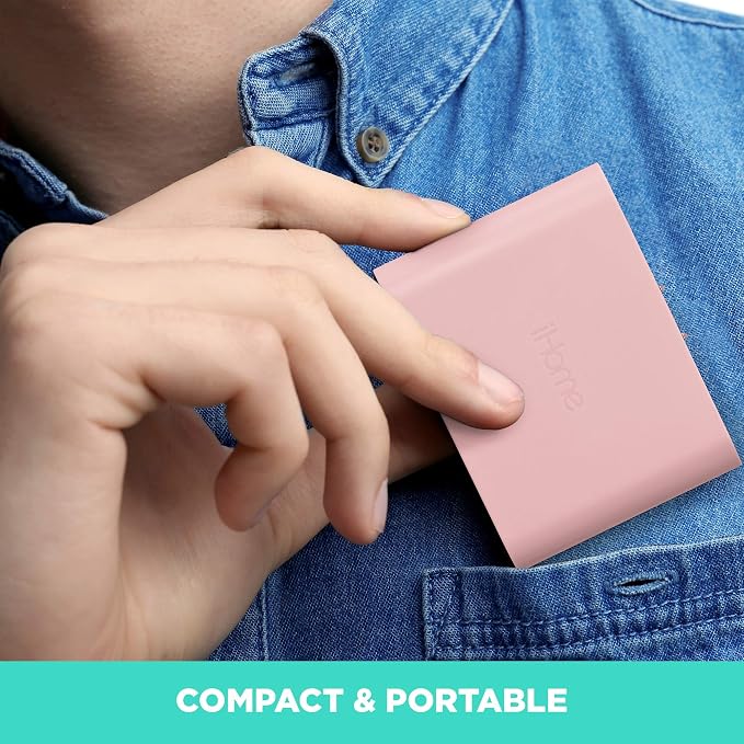 iHome 4-Port USB Wall Charger (2-Pack) 5.4A Flat Foldable Plug Slim Travel Charger (Black &amp Pastel Pink)