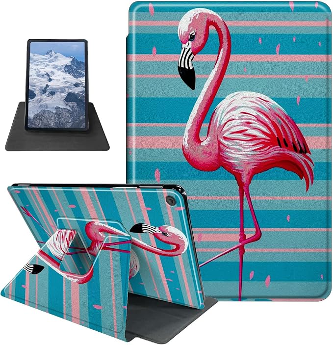 American Flag Deer Pattern Case for All-New Amazon Kindle Fire 7 Inch Tablet (9th/7th/5th Generation 2019/2017/2015 Release)360 Degree Rotating Stand Protective Cover with Auto Sleep/Wake