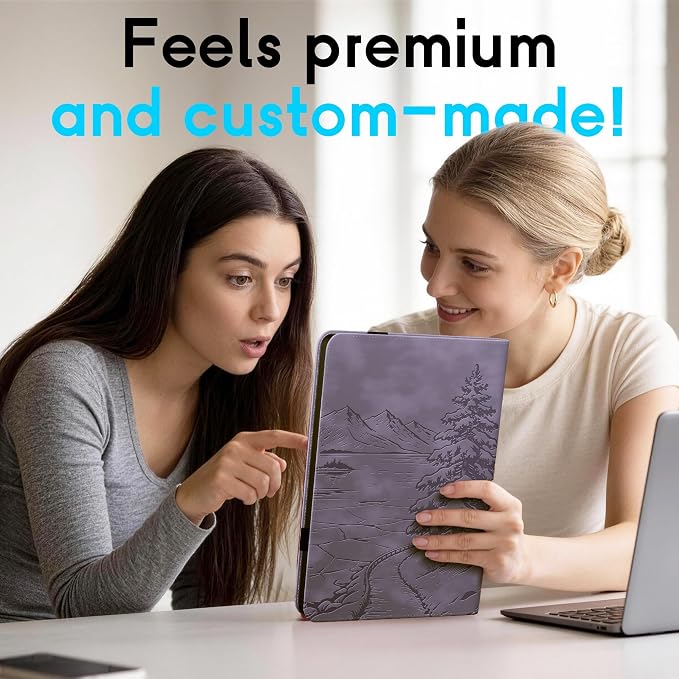 Galaxy Tab S10 Lite / S10 FE / S9 FE Case(10.9 Inch) Frozen Lake Premium Leather with Soft-Touch Feel Built-in Card Slots Adjustable Kickstand Slim and Lightweight ICY Blue
