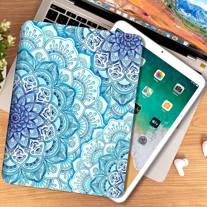 Vimorco for iPad 5th/6th Generation Case 9.7 Inch 2017/2018 for iPad Air 1/2 Case 2013/2014 Pencil Holder/2 Viewing Stands/Typing Stand/Slim Cover for iPad 5/6 Gen Blue Flower Floral