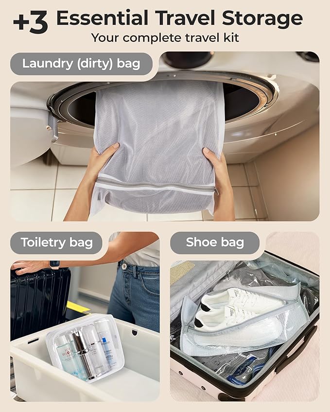 BAGSMART Vacuum Storage Bags for Travel with Rechargeable Air Pump, 21 Pack Portable Space Saver Bags for Travel & Home, Vacuum Compression Seal Bag for Clothing, Blanket, Duvets