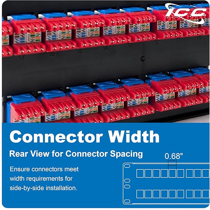 ICC 48 Port Blank Keystone 2U Patch Panel with 19” Metal Rackmount Housing for Slim Profile Keystone Jacks (Sold Separately), UL Listed, IC107BP482