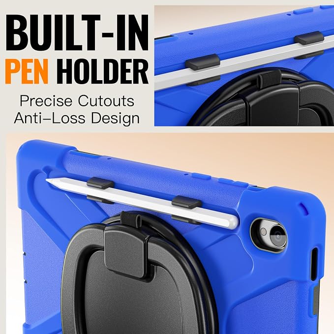 Batianda Heavy Duty Case for Samsung Galaxy Tab S11 2025 11 Inch with 360° Rotating Ring Stand &amp Shoulder Strap Built-in S Pen Holder Shockproof Rugged Multi-Layer Protective Cover Black
