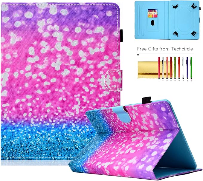 Universal 7 Inch Tablet Case Techcircle Ultra Slim Lightweight PU Leather Stand Folio Flip Wallet Protective Shell Case [Card Slots] [Magnetic Closure] for All 7 Android Tablet PC Cherry Blossom