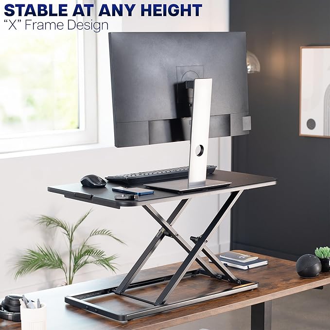 VIVO Economy Single Top Height Adjustable 29 inch Standing Desk Converter, Sit Stand Tabletop Monitor and Laptop Riser Platform Workstation, DESK-V000U