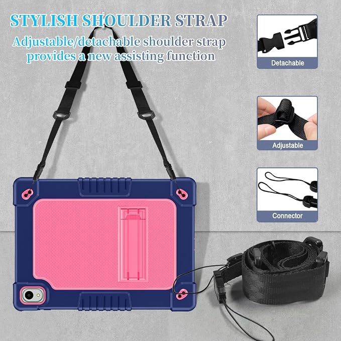 Compatible with Walmart Onn.11 Tablet Pro Case 2024 (Model:100146660) Silicone Hard Back Hybrid Cover Built in Kickstand Shoulder Strap Case for Onn 11 Tablet Pro 11 inch (Black)