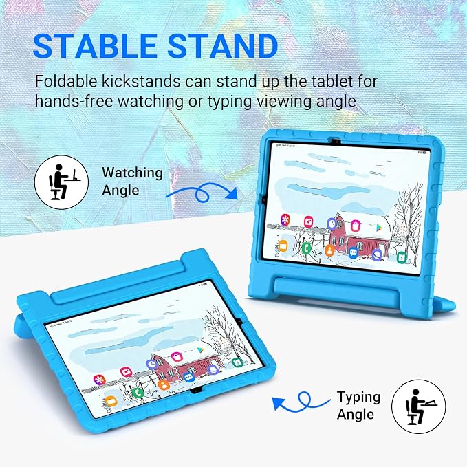 Kids Case for Samsung Galaxy Tab S6 Lite 10.4 Inch with S Pen Holder Black | Fits 2024/2020/2022 Released Shockproof EVA Lightweight Foldable Handle Stand Washable Kids-Friendly