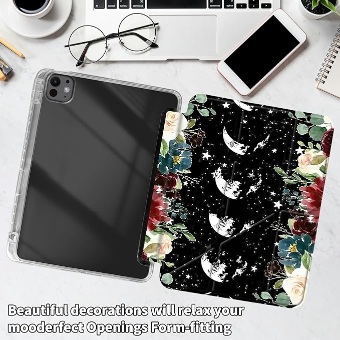for iPad 10.2 &amp 10.5/iPad 9th/8th/7th Generation 10.2 2021 2020 2019 Case Mutil Angles Folding Y-Shaped Stand Cover with Pencil Holder Auto Wake/SleepAmerican Flag and Cow