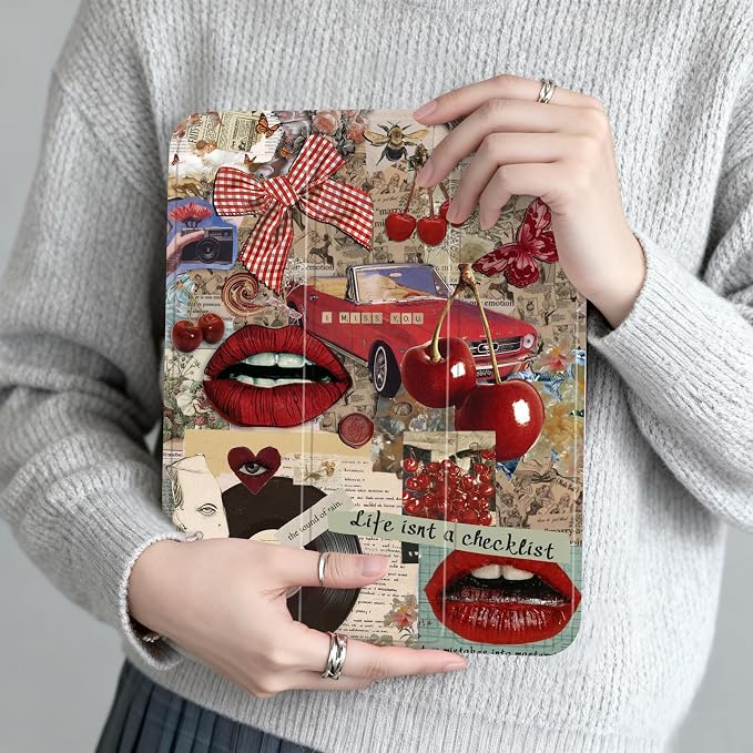 Case for iPad Air M3/M2 &amp Pro 12.9 Pro 12.9 (6th/5th/4th/3rd Gen)Cherry