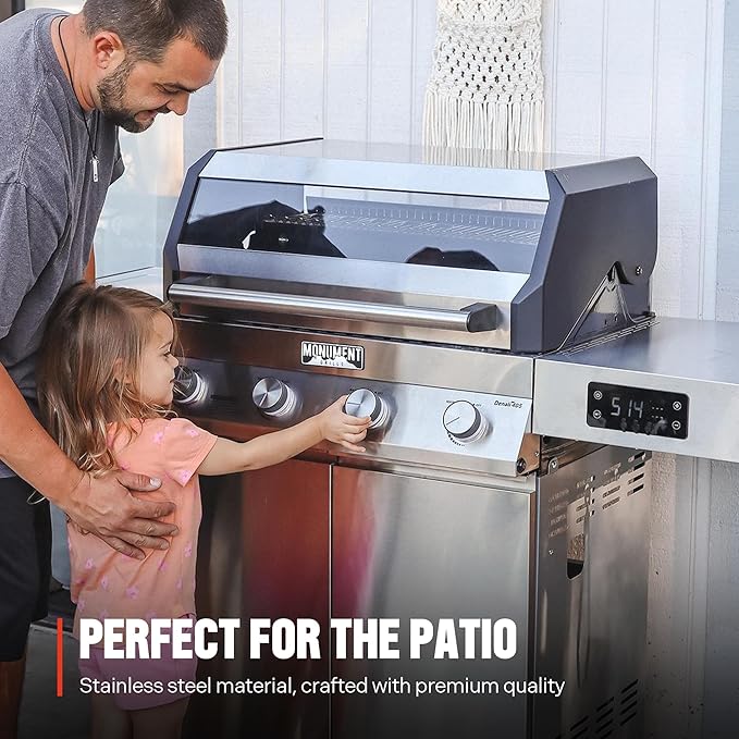 Monument Grills Denali 405 4-Burner Liquid Propane Gas Smart BBQ Grill Stainless Steel with BBQ Cover(2 items)