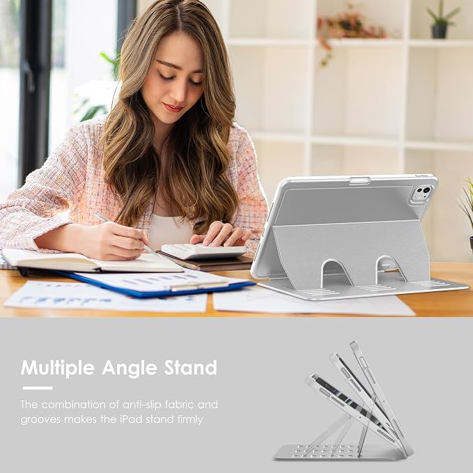 VIKESI Case for iPad Pro 11 inch (M5/M4) 2025/2024Multiple Angles Magnetic Stand CoverShockproof BackPencil Holderand Auto Sleep/WakeBlack