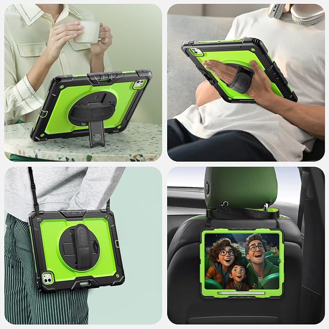 SEYMAC for iPad 9th/8th/7th Generation Case 10.2 2021-2019 Full-Body Shockproof Protective Case with Screen Protector Rotating Stand/Handle/Shoulder Strap for iPad 10.2 Blue/Black