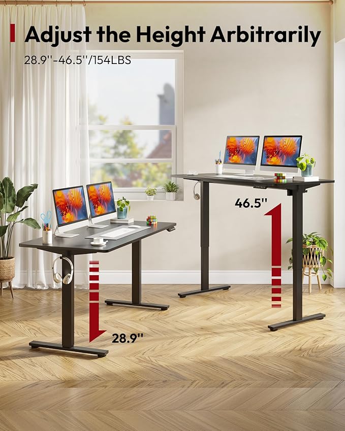 SANODESK Electric Standing Desk 71 x 32 Inches Height Adjustable Stand Up w/6-Button Controller Ergonomic Computer Desk with Splice Board for Home Office, Black Frame + Black Tabletop
