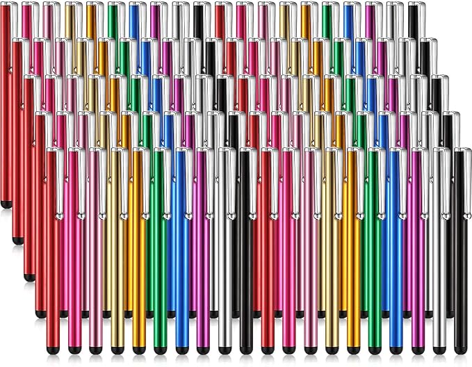 Outus 100 Pieces Stylus Pen Bulk Slim Touch Screen Stylus Universal Capacitive Digital Pen Compatible with Pad Phone Tablet Most Devices with Capacitive Touch Screen 10 Colors(Multicolor)