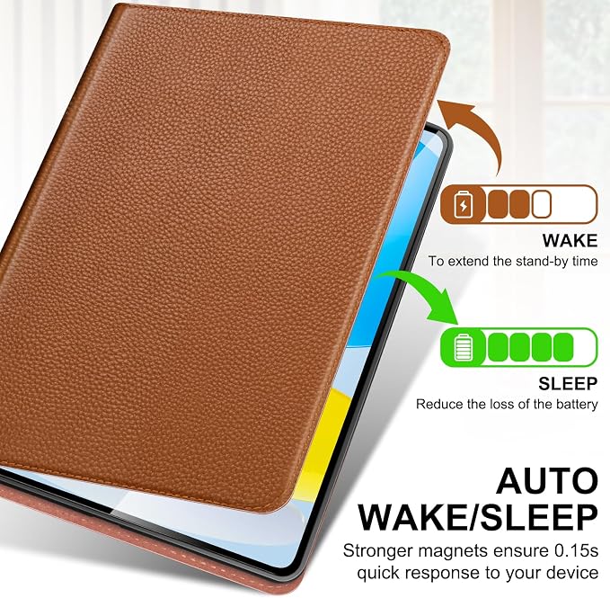 Genuine Leather Case for iPad 11th Gen 11(2025/A16)/10th Gen 10.9 | Slim Protective Cover with Adjustable Stand Auto Wake/Sleep Premium Leather Black