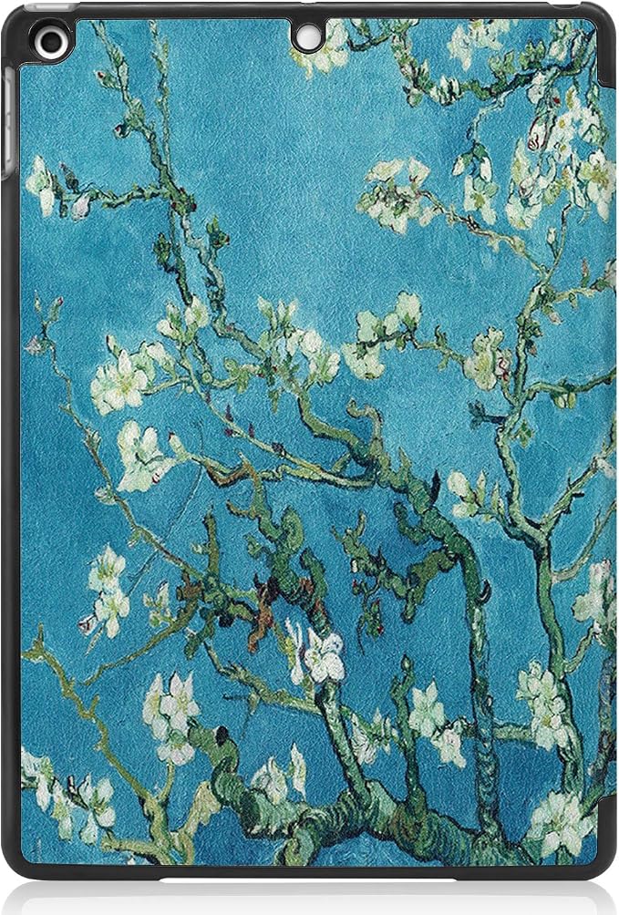 for Apple iPad 10.2 Case 9th/8th/7th Generation Cover (2021/2020/2019) with Auto Wake/Sleep Ultra Thin Lightweight Trifold Stand Folio PU Leather &amp Hard Back Hybrid Cover Almond Blossom