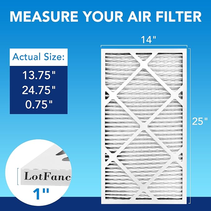 LotFancy 14x25x1 Air Filter MERV 13 6-Pack, Electrostatic Pleated HVAC Furnace