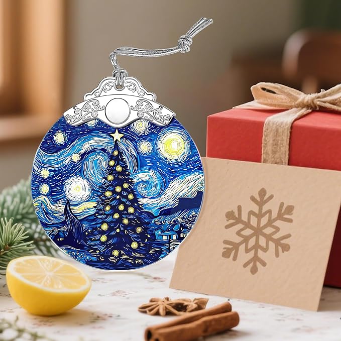 Starry Night Stained Glass Ornament - Christmas Decorations for Tree | Christmas Ornaments | Van Goghs Keepsake | Gifts for Family – Xmas Gifts | Gift Exchange | Gift Idea