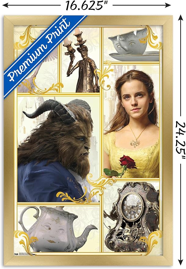 Trends International Disney Beauty And The Beast - Group Wall Poster, 14.725" x 22.375", Gold Framed Version