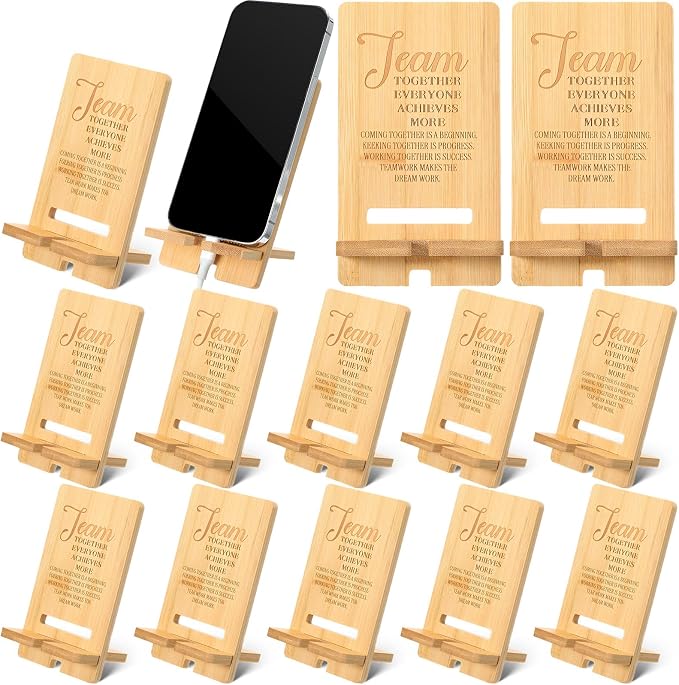 Ripeng 30 Pcs Employee Appreciation Gifts Bulk Bamboo Phone Stand for Desk Office Workers Inspiration Thank You Gift for Team Coworkers Staff Volunteer Nurse Teacher Colleagues Gratitude (Inspiration)